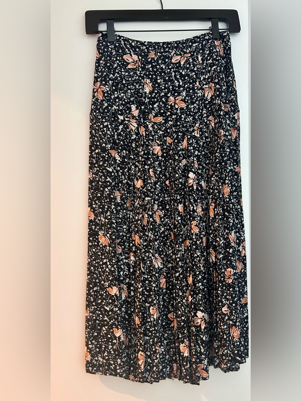 Chelsea28 Black Maxi Skirt with Peach Floral Print